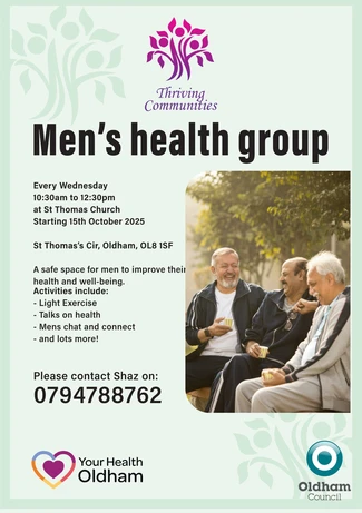 Poster for Thriving Communities Men's Group